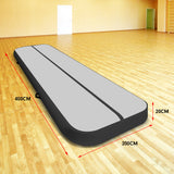 NNEDPE 4m x 2m Air Track Gymnastics Mat Tumbling Exercise - Grey Black