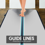 NNEDPE 4m x 2m Air Track Gymnastics Mat Tumbling Exercise - Grey Black