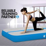 NNEDPE 4m x 2m Air Track Gymnastics Mat Tumbling Exercise - Grey Blue