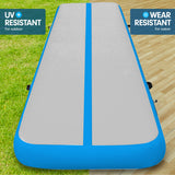 NNEDPE 4m x 2m Air Track Gymnastics Mat Tumbling Exercise - Grey Blue