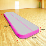NNEDPE 4m x 2m Air Track Gymnastics Mat Tumbling Exercise - Grey Pink