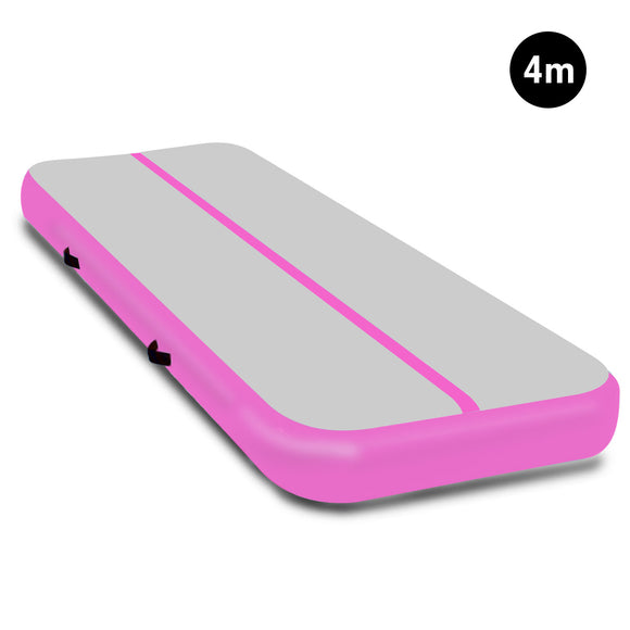 NNEDPE 4m x 2m Air Track Gymnastics Mat Tumbling Exercise - Grey Pink