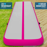 NNEDPE 4m x 2m Air Track Gymnastics Mat Tumbling Exercise - Grey Pink