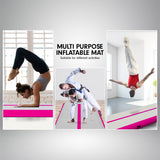 NNEDPE 4m x 2m Air Track Gymnastics Mat Tumbling Exercise - Grey Pink