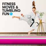 NNEDPE 4m x 2m Air Track Gymnastics Mat Tumbling Exercise - Grey Pink