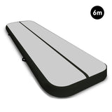 NNEDPE 6m x 1m Air Track Inflatable Tumbling Mat Gymnastics - Grey Black