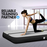 NNEDPE 6m x 1m Air Track Inflatable Tumbling Mat Gymnastics - Grey Black