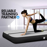 NNEDPE 6m x 1m Air Track Inflatable Tumbling Mat Gymnastics - Grey Black