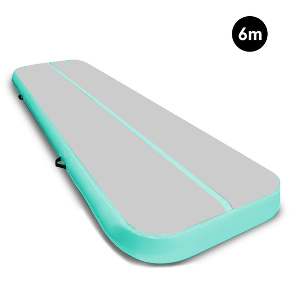 NNEDPE 6m x 2m Air Track Gymnastics Mat Tumbling Exercise - Grey Green