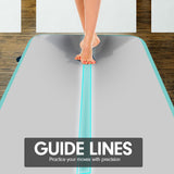 NNEDPE 6m x 2m Air Track Gymnastics Mat Tumbling Exercise - Grey Green