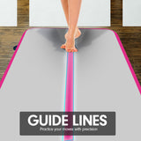 NNEDPE 6m x 2m Air Track Gymnastics Mat Tumbling Exercise - Grey Pink
