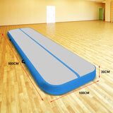 NNEDPE 8m x 1m Air Track Inflatable Gymnastics Mat Tumbling - Grey Blue
