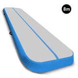 NNEDPE 8m x 1m Air Track Inflatable Gymnastics Mat Tumbling - Grey Blue