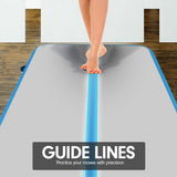NNEDPE 8m x 1m Air Track Inflatable Gymnastics Mat Tumbling - Grey Blue