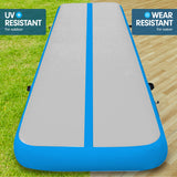NNEDPE 8m x 1m Air Track Inflatable Gymnastics Mat Tumbling - Grey Blue