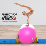 NNEDPE Inflatable Air Exercise Roller Gymnastics Gym Barrel 100 x 80cm - Pink