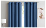 NNEDPE 2x 100% Blockout Curtains Panels 3 Layers Eyelet Indigo 180x230cm