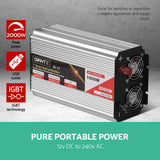 NNEDSZ Power Inverter 1000W or 2000W Pure Sine Wave 12V-240V Camping Boat Caravan