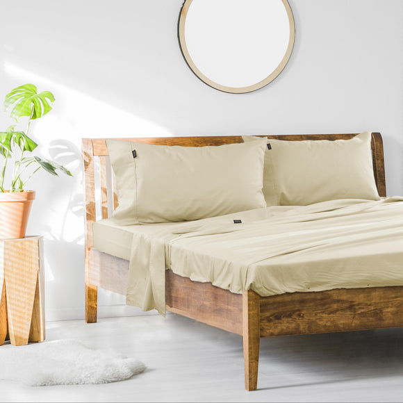 NNEKG Ardor 1000TC Luxury Bed Sheet Set (King Bed Ivory)