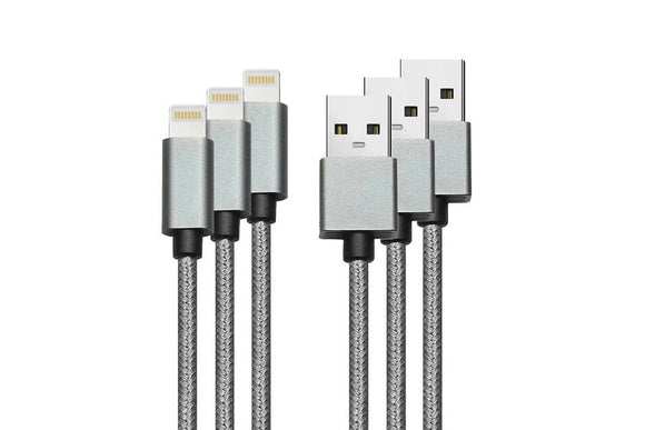 NNEKG 3 Pack Apple MFI Certified Braided Lightning to USB Cable (2m)
