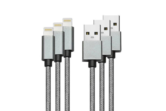 NNEKG 3 Pack Apple MFI Certified Braided Lightning to USB Cable (3m)