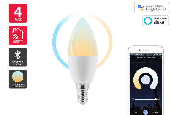 NNEKG 5W Cool & Warm White Smart LED Bulb (E14 Bluetooth Mesh) Pack of 4
