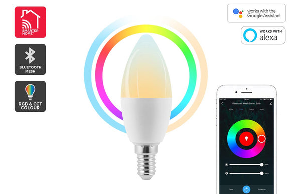 NNEKG 5W Colour & Whites Smart LED Bulb (E14 Bluetooth Mesh)