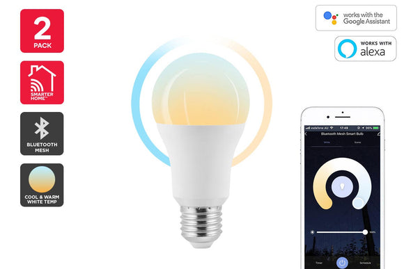 NNEKG 9W Cool & Warm White Smart LED Bulb (E27 Bluetooth Mesh) Pack of 2