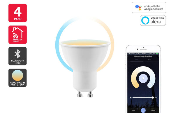 NNEKG 5W Cool & Warm White Smart LED Bulb (GU10 Bluetooth Mesh) Pack of 4