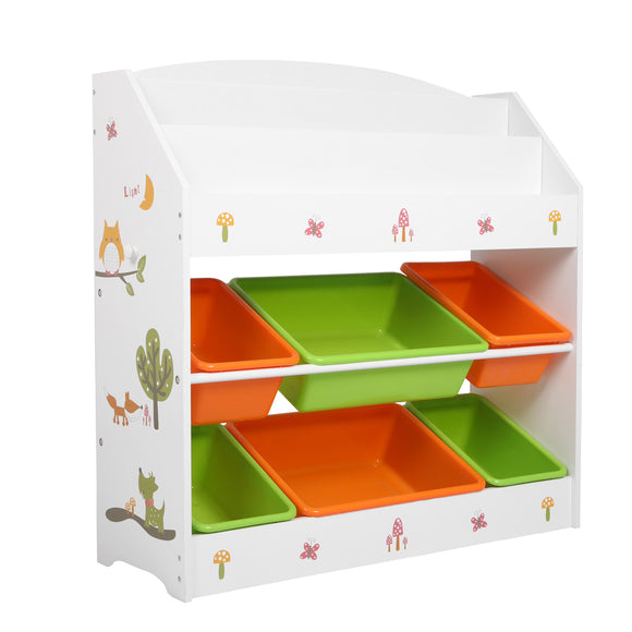 NNEIDS Kids Toy Box Organiser Bookshelf 6 Bins Display Shelf Storage Rack Drawer