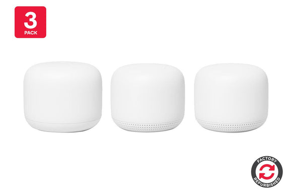 NNEKG Nest Wifi Router and 2 Points (3 Pack Total Snow) Refurbished