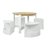 NNEDSZ 5 PCS Kids Table and Chairs Set Storage Chair Wooden Play Study Desk Sets
