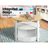 NNEDSZ 5 PCS Kids Table and Chairs Set Storage Chair Wooden Play Study Desk Sets