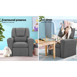 NNEDSZ  Kids Recliner Chair Grey Linen Soft Sofa Lounge Couch Children Armchair