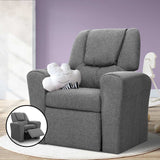NNEDSZ  Kids Recliner Chair Grey Linen Soft Sofa Lounge Couch Children Armchair