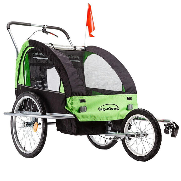NNEMB Kids Bike Trailer Bicycle Pram Stroller Children Jogger Green