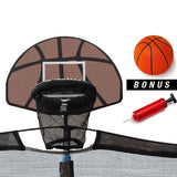 NNEMB Trampoline Basketball Hoop Ring Backboard Ball Set Fits 10/12/14/15/16 ft