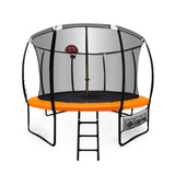 NNEMB 10ft Round Trampoline Basketball Set Safety Net Spring Pad Ladder