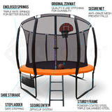 NNEMB 10ft Round Trampoline Basketball Set Safety Net Spring Pad Ladder