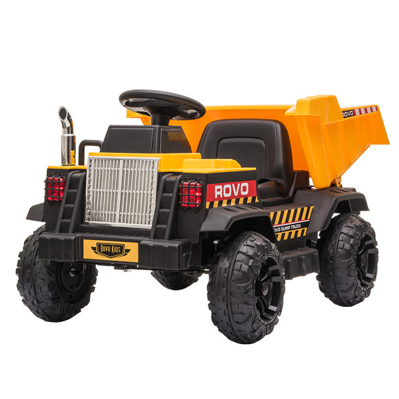 NNEMB Electric Ride On Toy Dump Truck with Bluetooth Music-Yellow