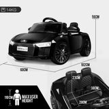 NNEMB AUDI R8 SPYDER Licensed Electric Kids Ride On Car Battery Powered 12V-MP3 Player-Black