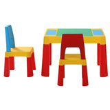 NNEDSZ 3PCS Kids Table and Chairs Set Activity Chalkboard Toys Storage Box Desk