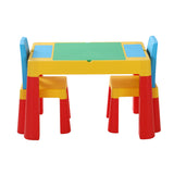 NNEDSZ 3PCS Kids Table and Chairs Set Activity Chalkboard Toys Storage Box Desk