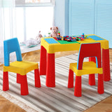 NNEDSZ 3PCS Kids Table and Chairs Set Activity Chalkboard Toys Storage Box Desk