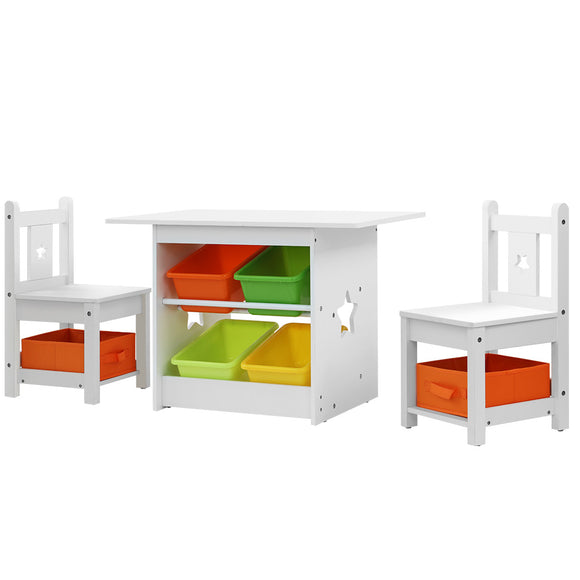 NNEDSZ 3 PCS Kids Table and Chairs Set Children Furniture Play Toys Storage Box