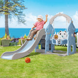 NNEDSZ Kids 170cm Slide and Swing Set Playground Basketball Hoop Ring Outdoor Toys Blue