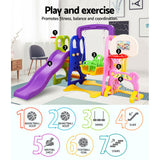 NNEDSZ Kids 7-in-1 Slide Swing with Basketball Hoop Toddler Outdoor Indoor Play
