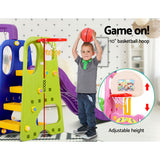 NNEDSZ Kids 7-in-1 Slide Swing with Basketball Hoop Toddler Outdoor Indoor Play