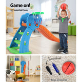 NNEDSZ Kids Slide with Basketball Hoop with Ladder Base Outdoor Indoor Playground Toddler Play