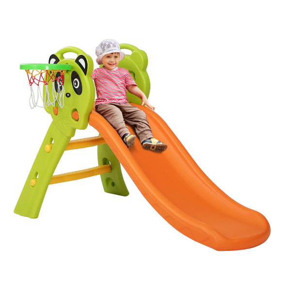 NNEDSZ Kids Slide Basketball Hoop Activity Center Outdoor Toddler Play Set Orange